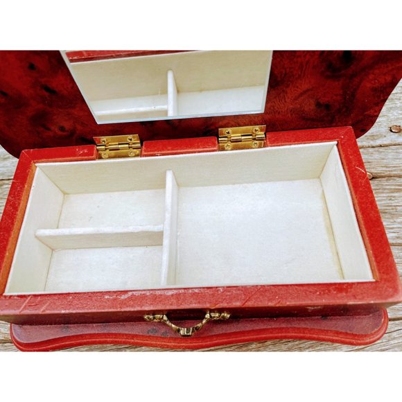 Vintage Footed Jewelry Box Lift top Wood - Picture 9 of 10